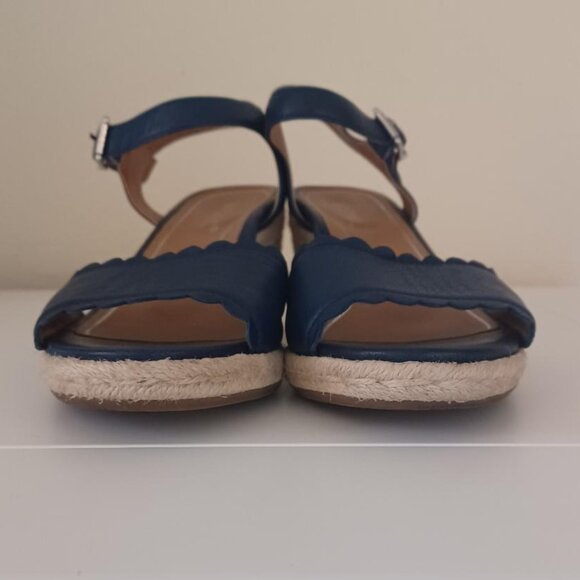 LIKE NEW! Vionic Tulum "Stephany" Blue Wedge Espadrille Sandals Size 7 - Picture 6 of 9